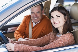 Teen with her Dad in a Car